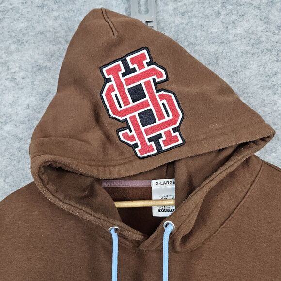 Hoodshark‎ Hoodie Men's Brown Size XL Patches Embroidered Streetwear Rap Hip Hop - Picture 4 of 16